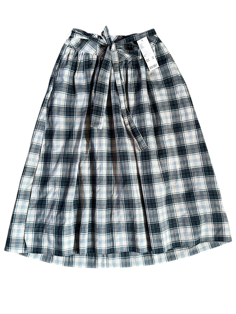 URBAN OUTFITTERS 100% cotton blue plaid midi skirt size XS - NWT!
